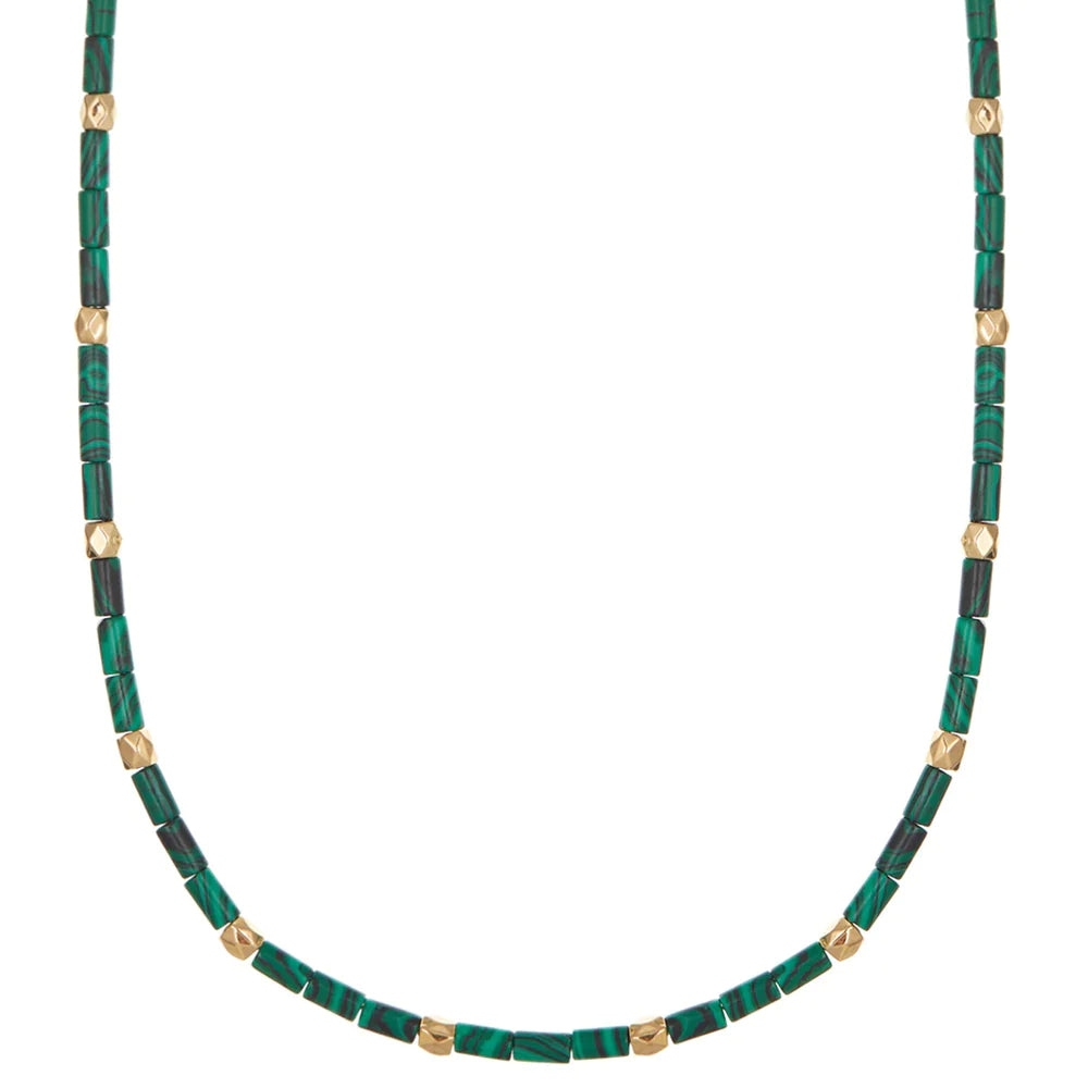 Orelia Malachite & Gold Bead Necklace