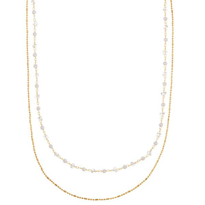 Orelia Crystal and Pearl 2 Row Necklace