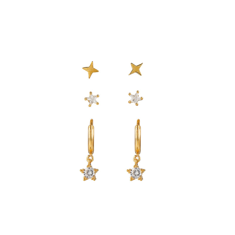 Orelia Crystal Star 3 Pack Earrings