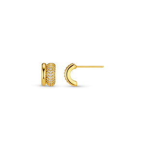 Orelia Pave & Metal Mini Domed Stud Earrings