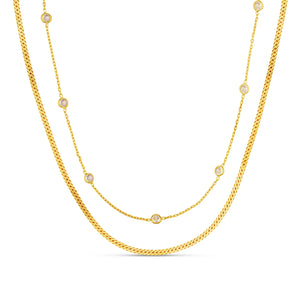 Orelia Stationed Crystal & Snake 2-Row Necklace