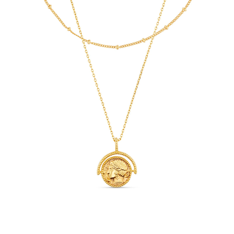Orelia Goddess Coin Spinner 2-Row Necklace