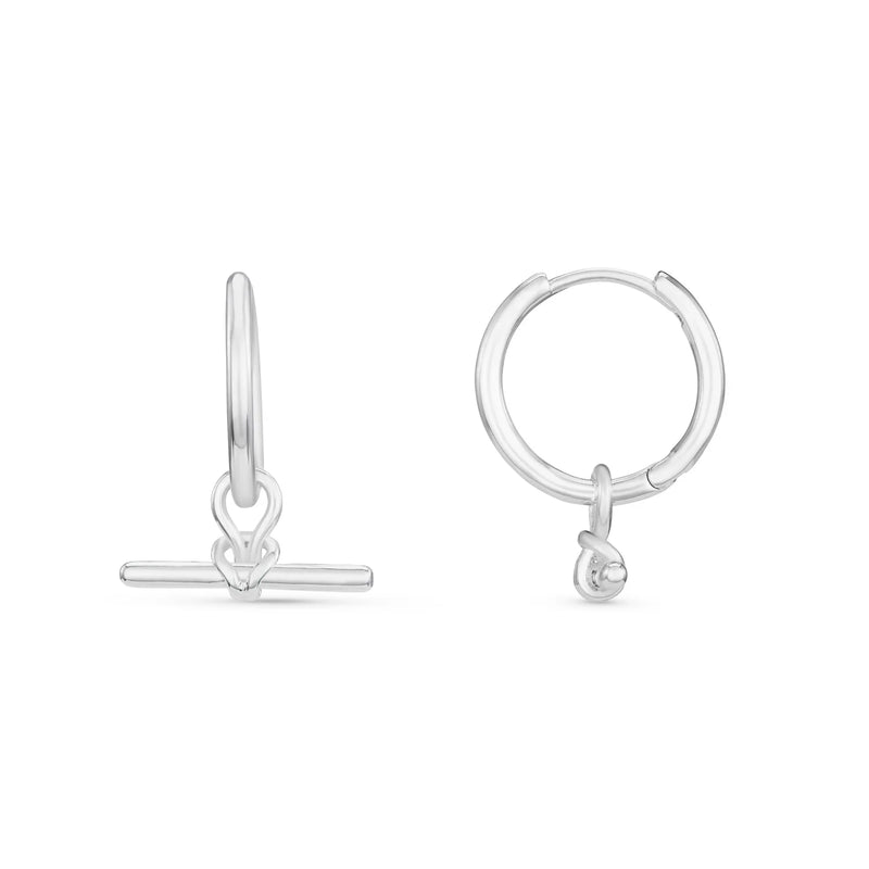 Orelia Dainty T-Bar Knot Hoop Earrings