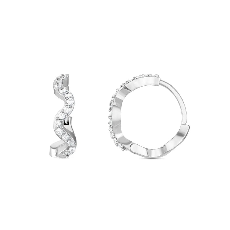 Orelia Pave Wave Huggie Hoops