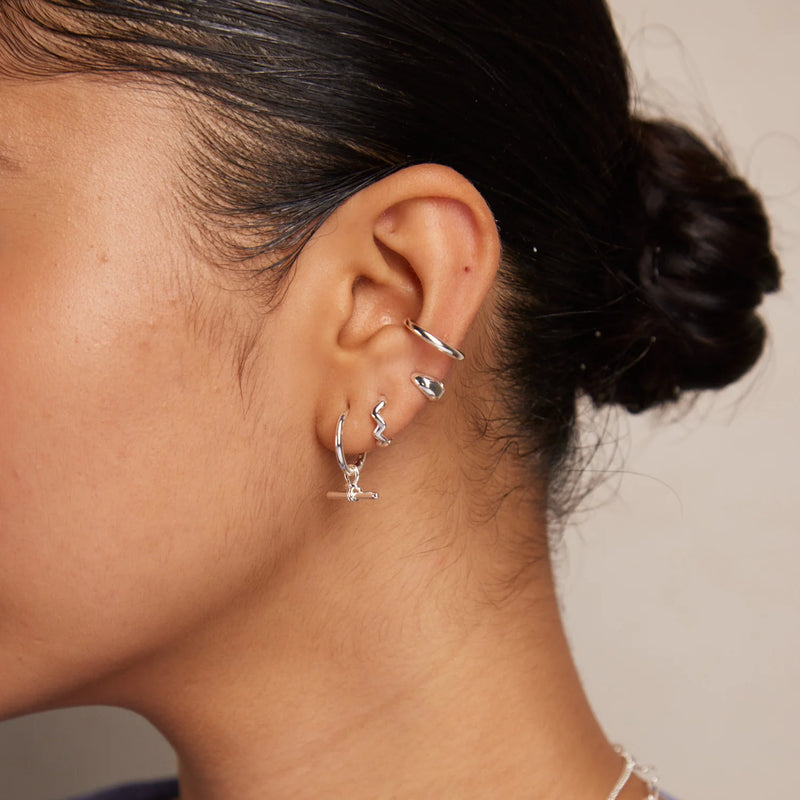Orelia Dainty T-Bar Knot Hoop Earrings
