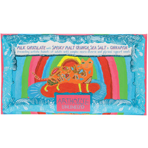 Arthouse Milk Chocolate  Smoky Malt Crunch Sea Salt & Cinnamon.