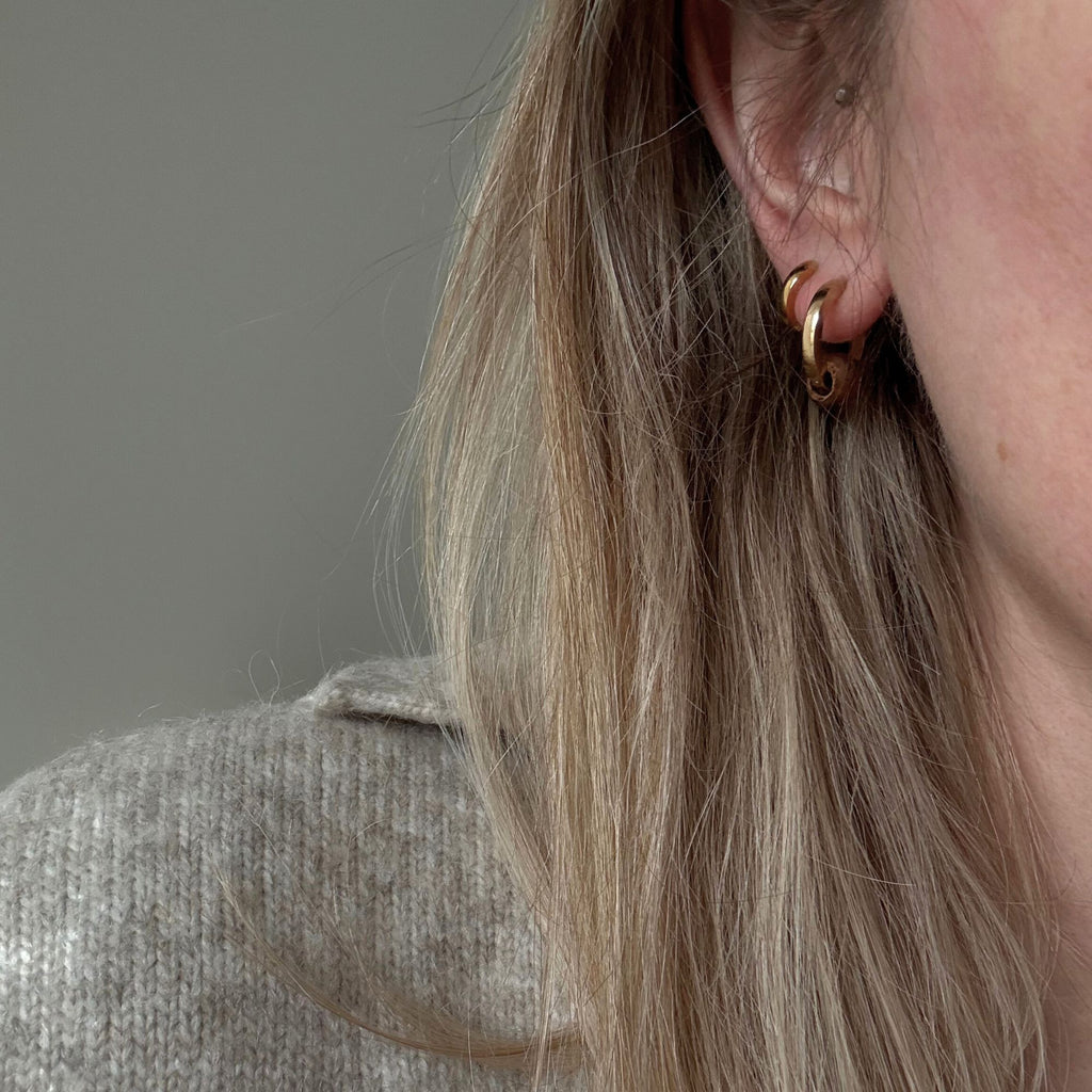 Weathered Penny Gold Wooden Hoops