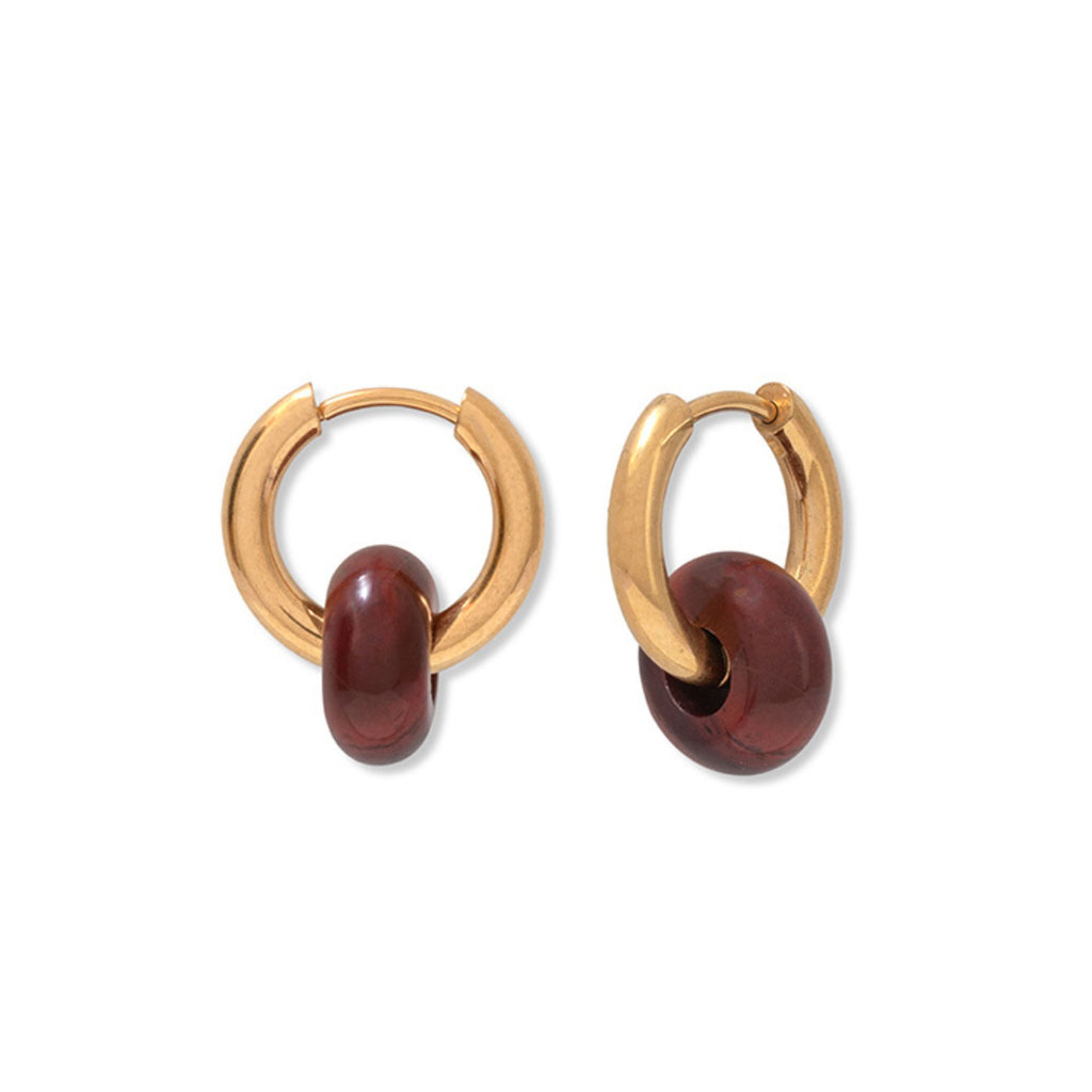 Weathered Penny Red Jasper Hoop Earrings