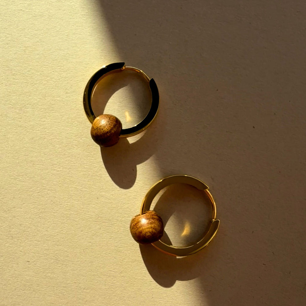 Weathered Penny Gold Wooden Hoops
