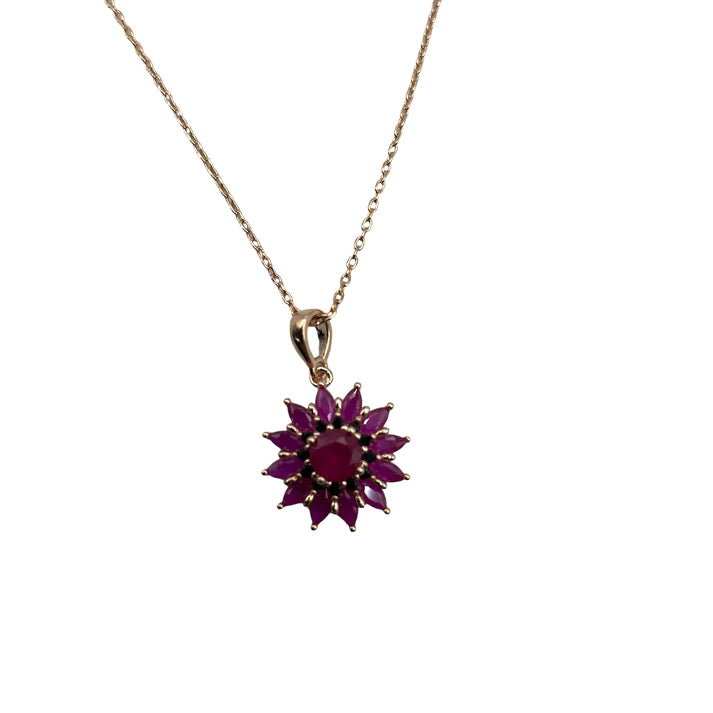 Sixton Ruby Flower Necklace