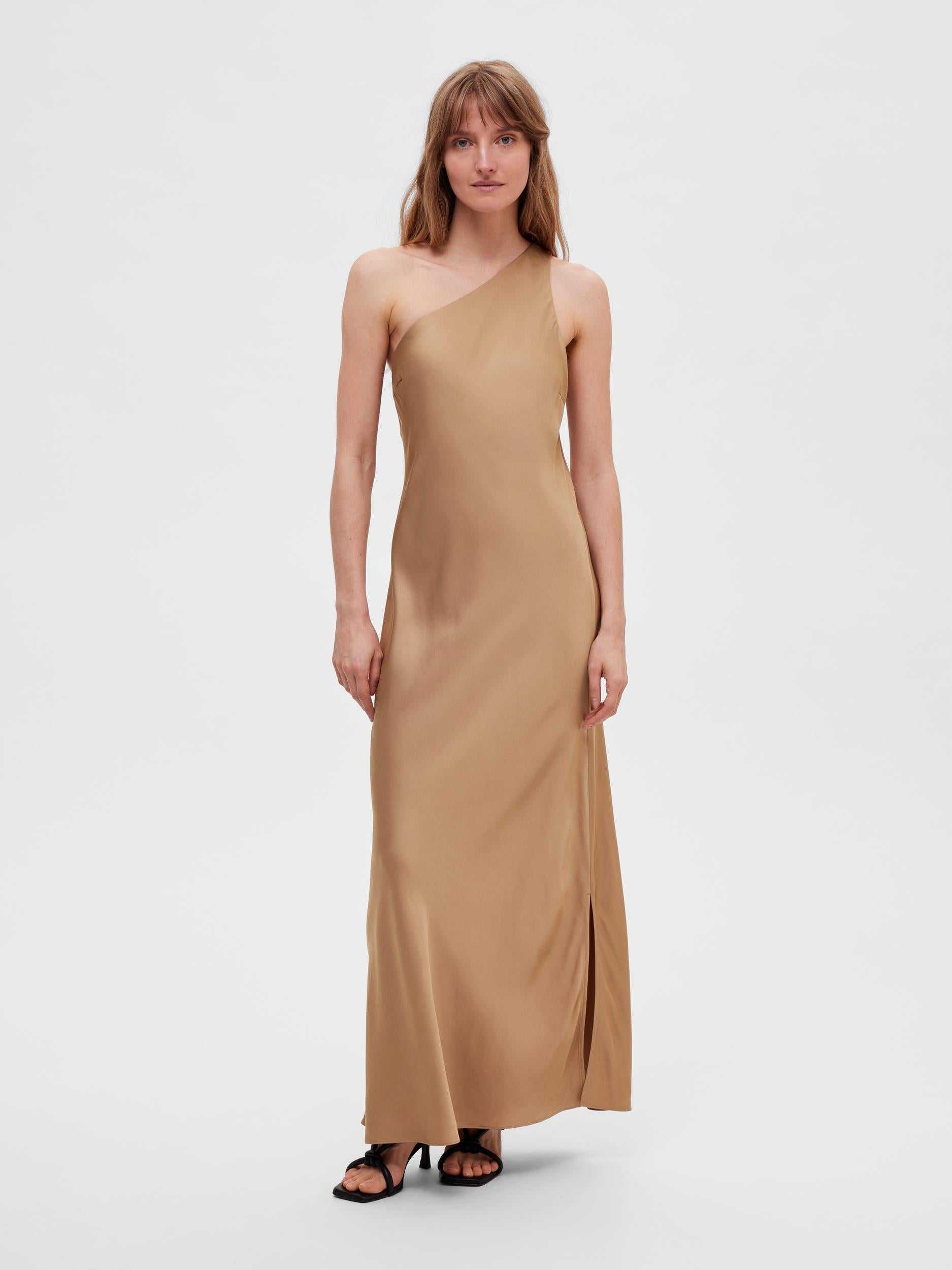 selected femme silk dress Selected Femme Structured Long Dress In Yellow