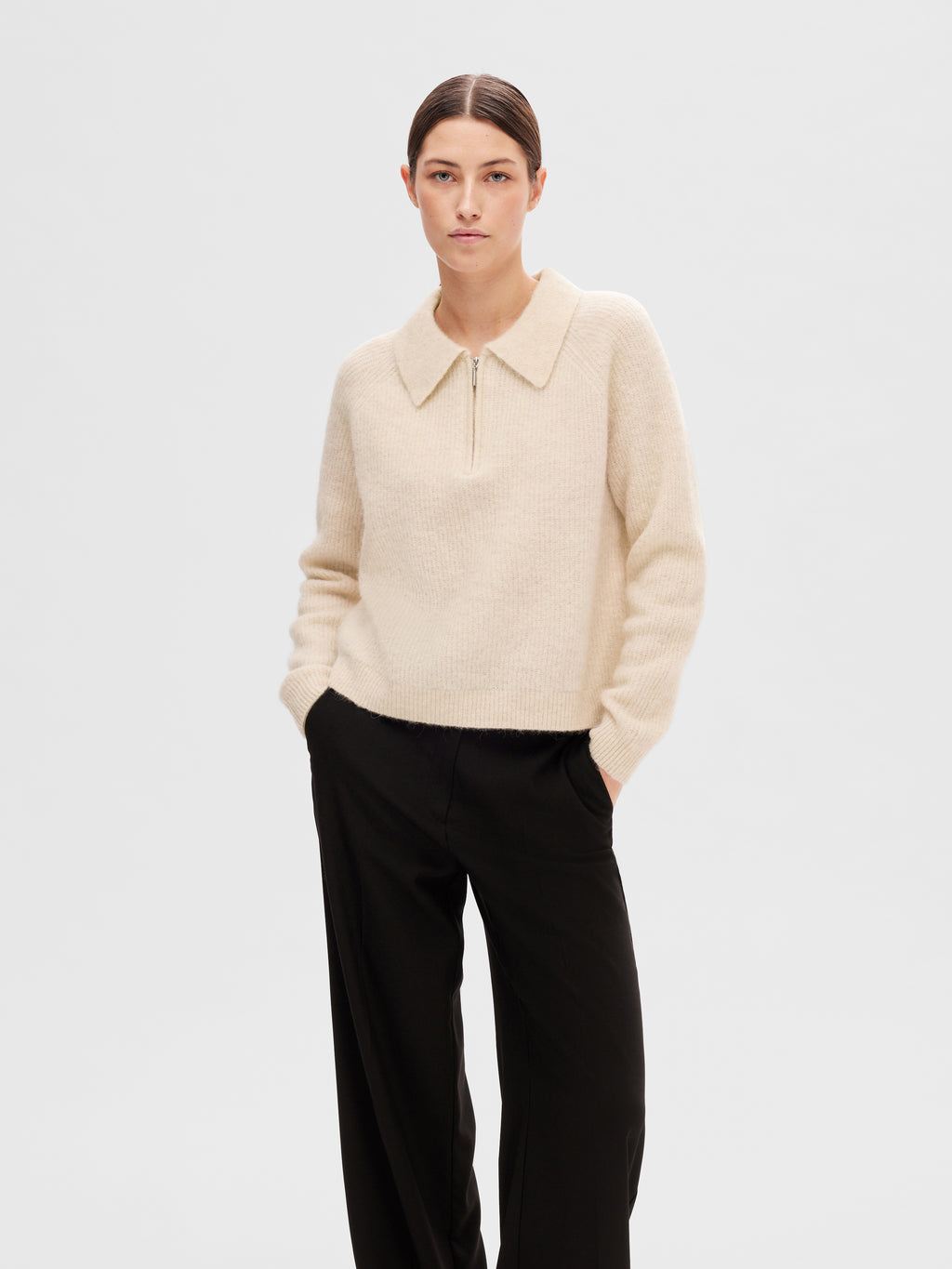 Selected Femme Sia-Mynte Half Zip Knit