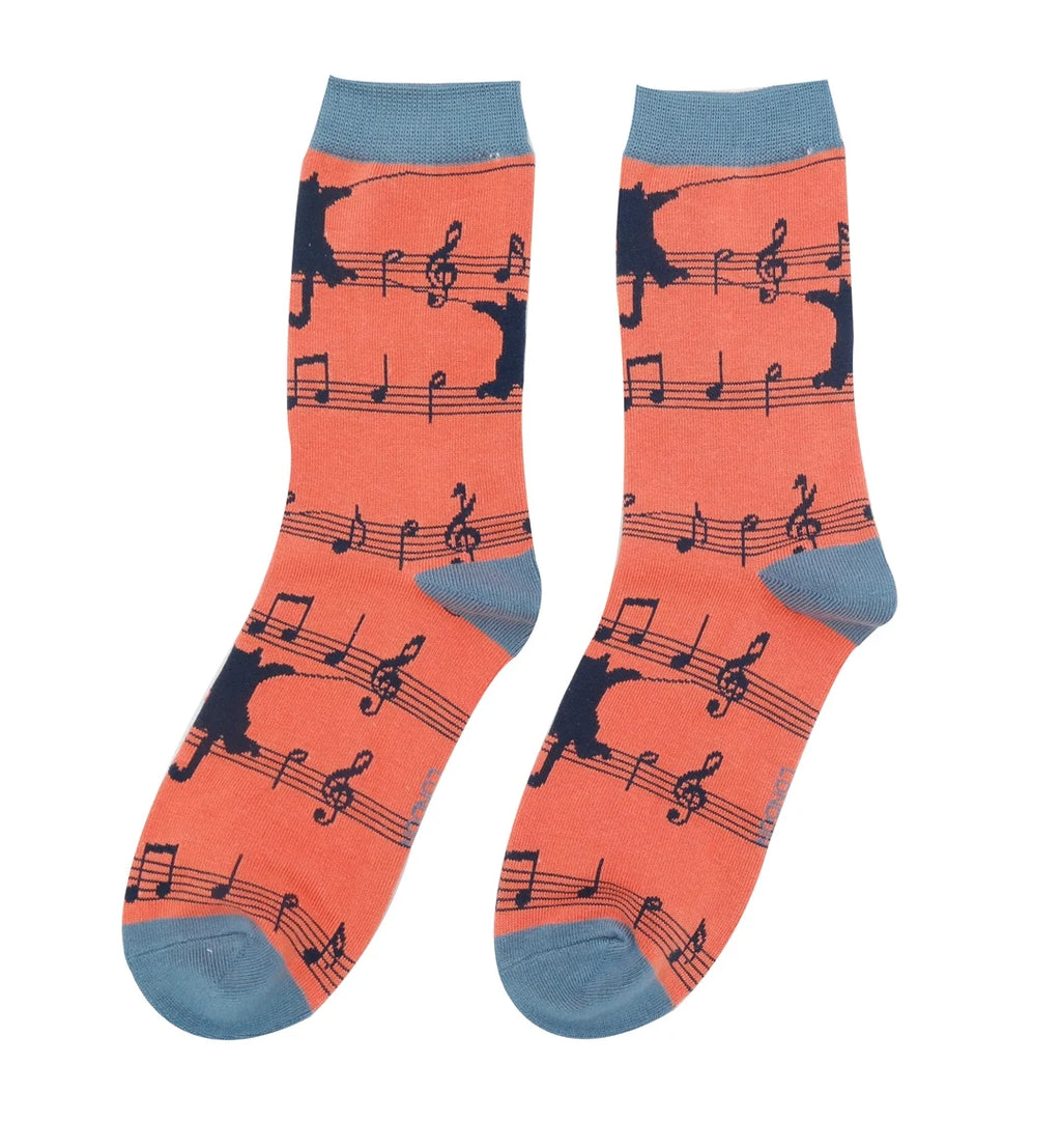 Miss Sparrow Musical Kitty Bamboo Socks