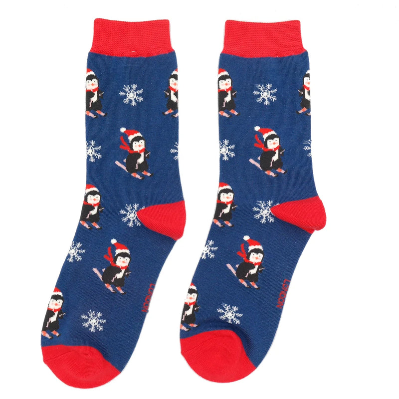 Miss Sparrow Skiing Penguins Socks