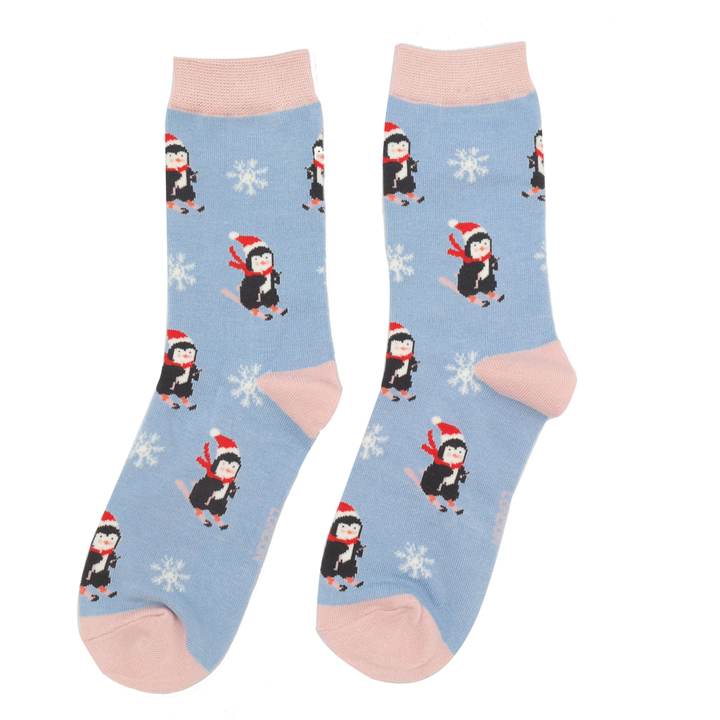 Miss Sparrow Skiing Penguins Socks