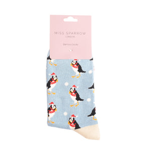 Miss Sparrow Bamboo Christmas Puffin Socks