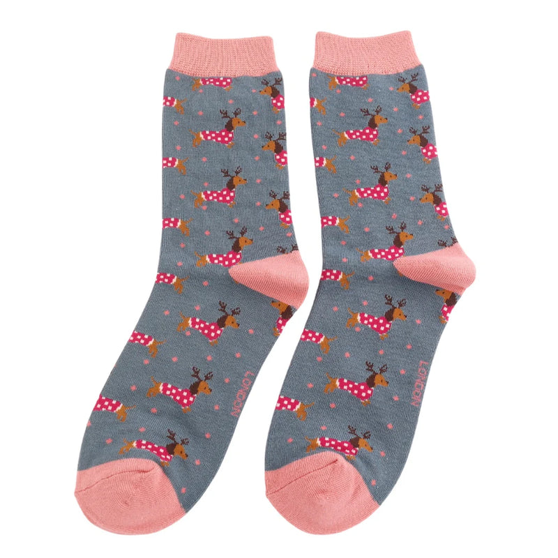 Miss Sparrow Xmas Sausage Dogs Socks