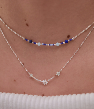 Estella Bartlett Triple Flower White Enamel Necklace