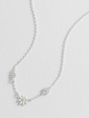 Estella Bartlett Triple Flower White Enamel Necklace