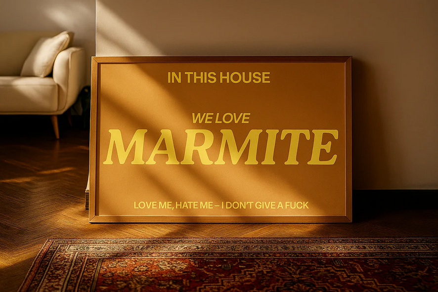 Blue Iris We Love Marmite A4 Print