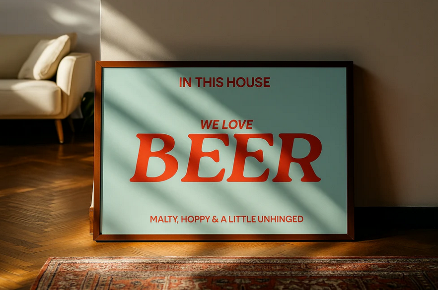 Blue Iris We Love Beer A4 Print