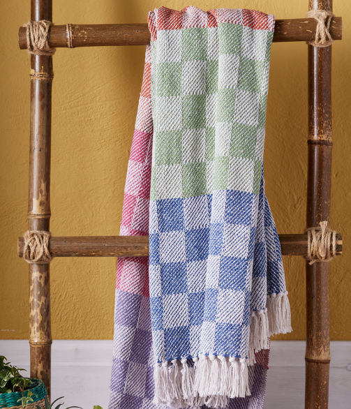Recycled Cotton Check Throw