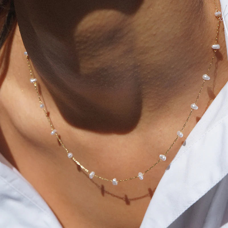 Orelia Pearl Stationed Chain Necklace