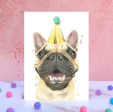 Frenchie Pompom Birthday Card
