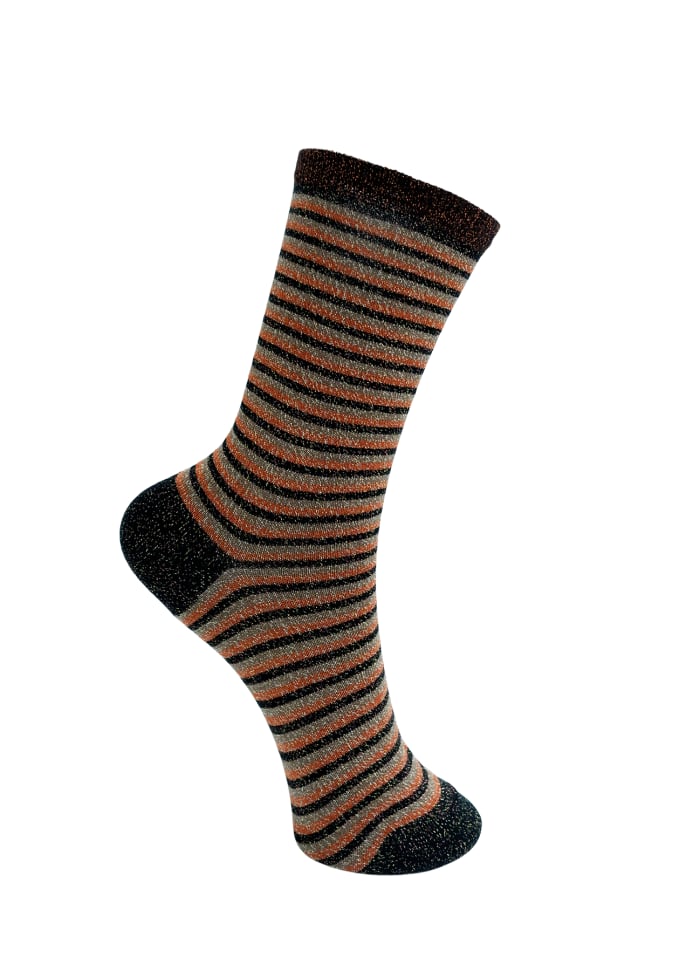 Black Colour Vibrant Striped Socks