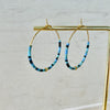 Stainless Steel Hoop Earrings - Turquoise, Black & Gold