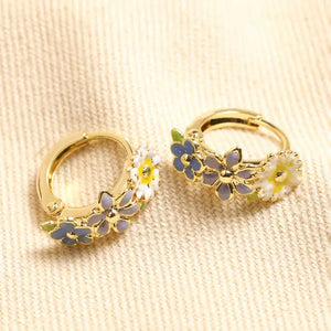 Enamel Floral Hoop Earrings