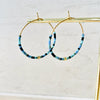 Stainless Steel Hoop Earrings - Turquoise, Black & Gold
