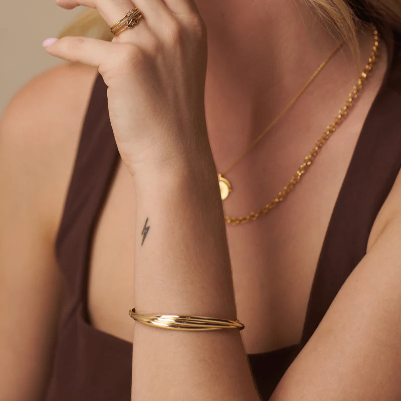 Orelia Interlocking Open Bangle Silver or Gold
