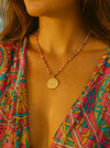 Beaded Hammered Disc Necklace
