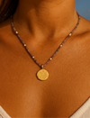 Beaded Hammered Disc Necklace