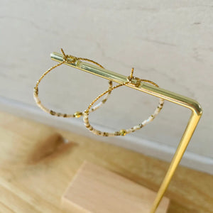 Stainless Steel Hoop Earrings - Cream & Gold