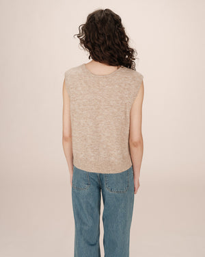 Grace & Mila Santa Beige Sleeveless Cardigan
