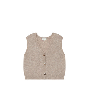 Grace & Mila Santa Beige Sleeveless Cardigan