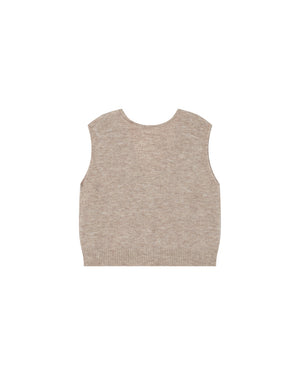 Grace & Mila Santa Beige Sleeveless Cardigan