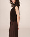 Grace & Mila Santa Chocolate Brown Sleeveless Cardigan
