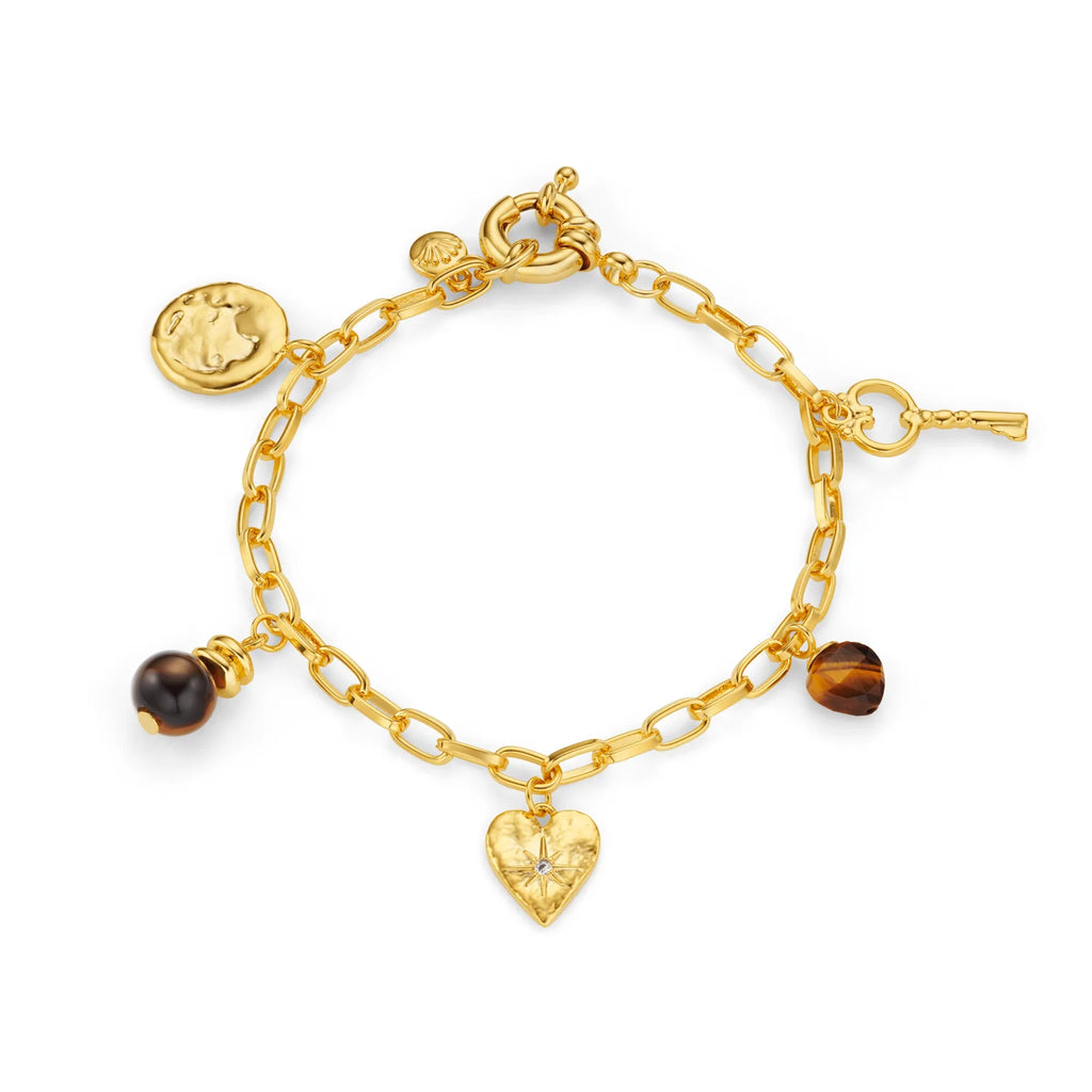 Orelia Mixed Charm & Tiger's Eye Bracelet