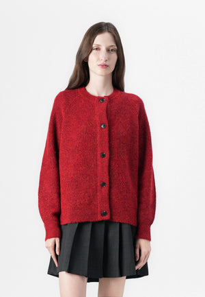 Selected Femme Lulu Knit Cardigan in Red
