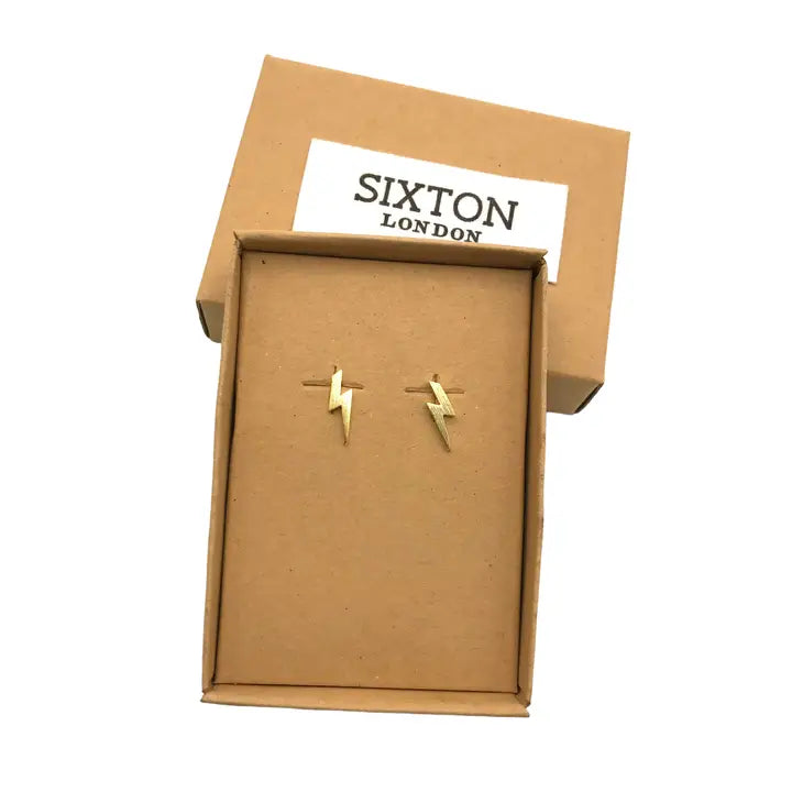 Sixton Golden Lightning Bolt Earrings
