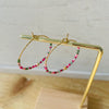 Stainless Steel Hoop Earrings - Pink & Green