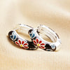 Silver Cloisonne Hoop Earrings