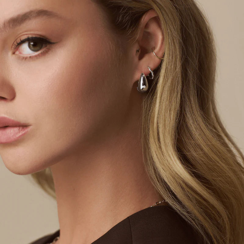 Orelia Polished Domed Taper Hoops