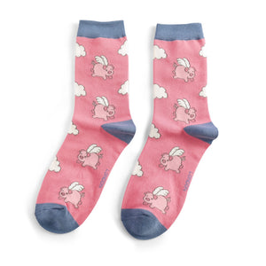 Miss Sparrow Flying Pigs Bamboo Socks