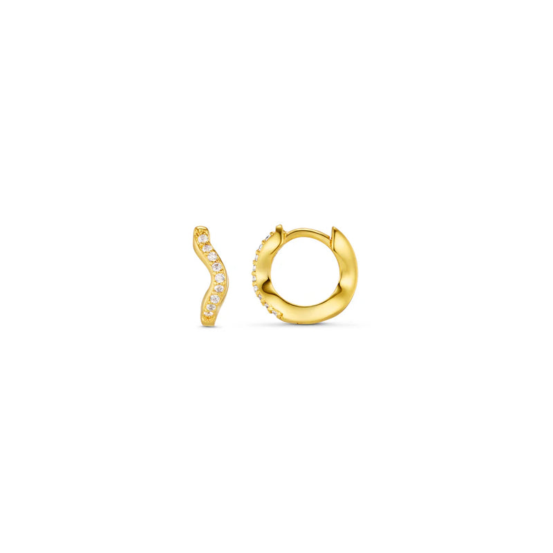 Orelia Fine Pave Wave Micro Hoop Earrings