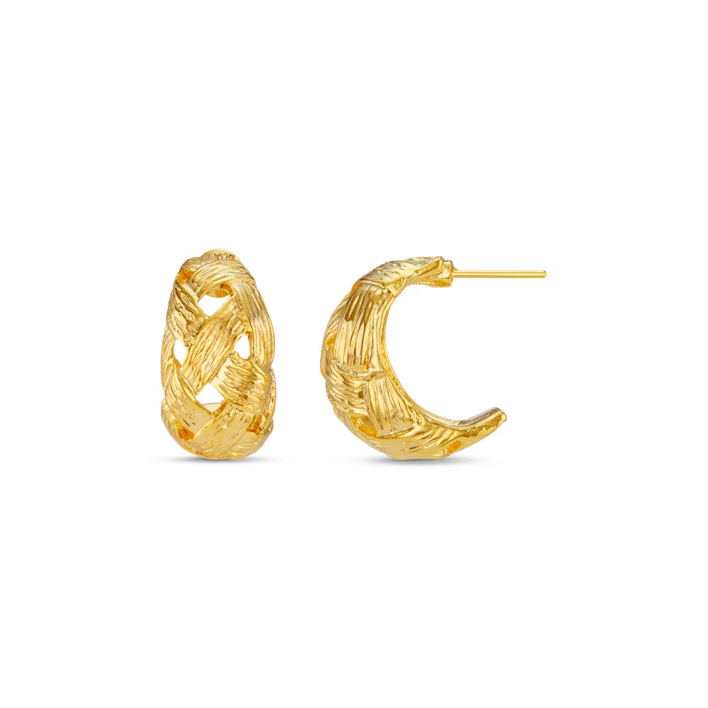 Orelia Domed Woven Cut Out Hoops