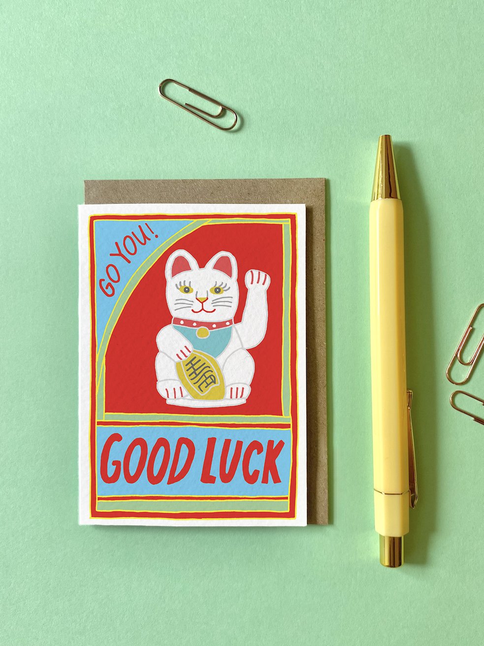 You've got pen on your face lucky cat card
